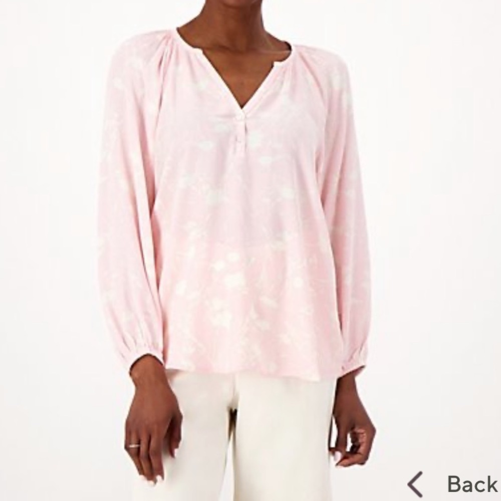Encore by Idina Menzel Pink Floral Blush Blouse